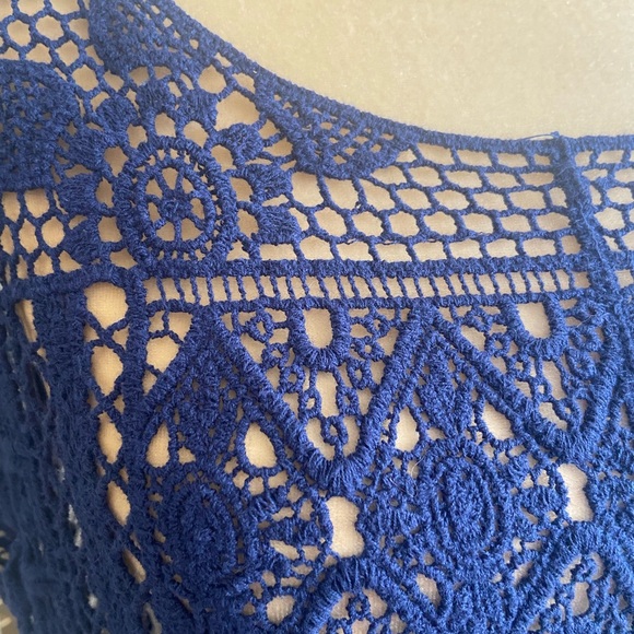 Crocheted Blue Top Boho Swimsuit Coverup Size L by Lauren Conrad - Picture 3 of 6